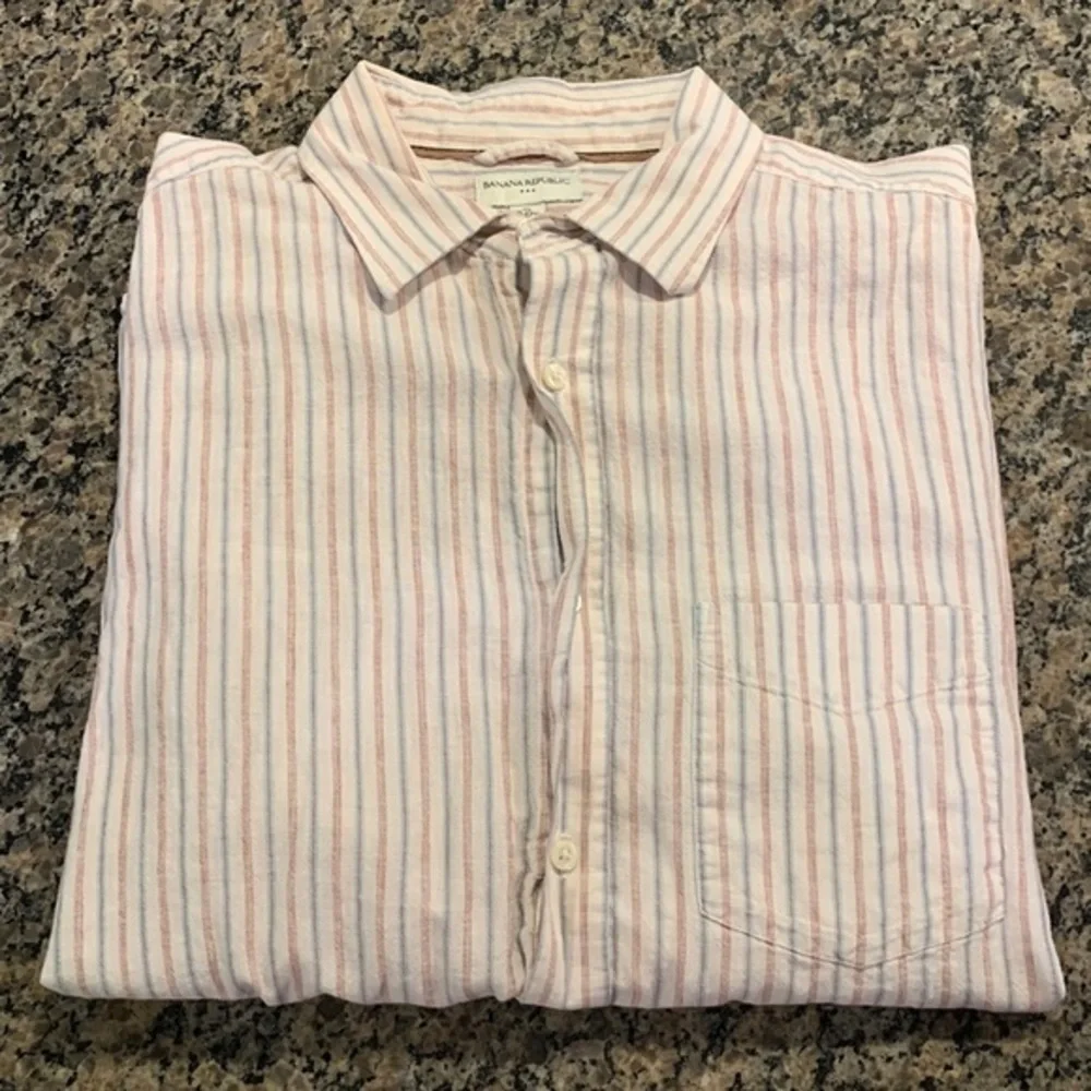 Banana Republic Stripe Casual Button Down Shirt Size XL 17-17.5 GUC #0005